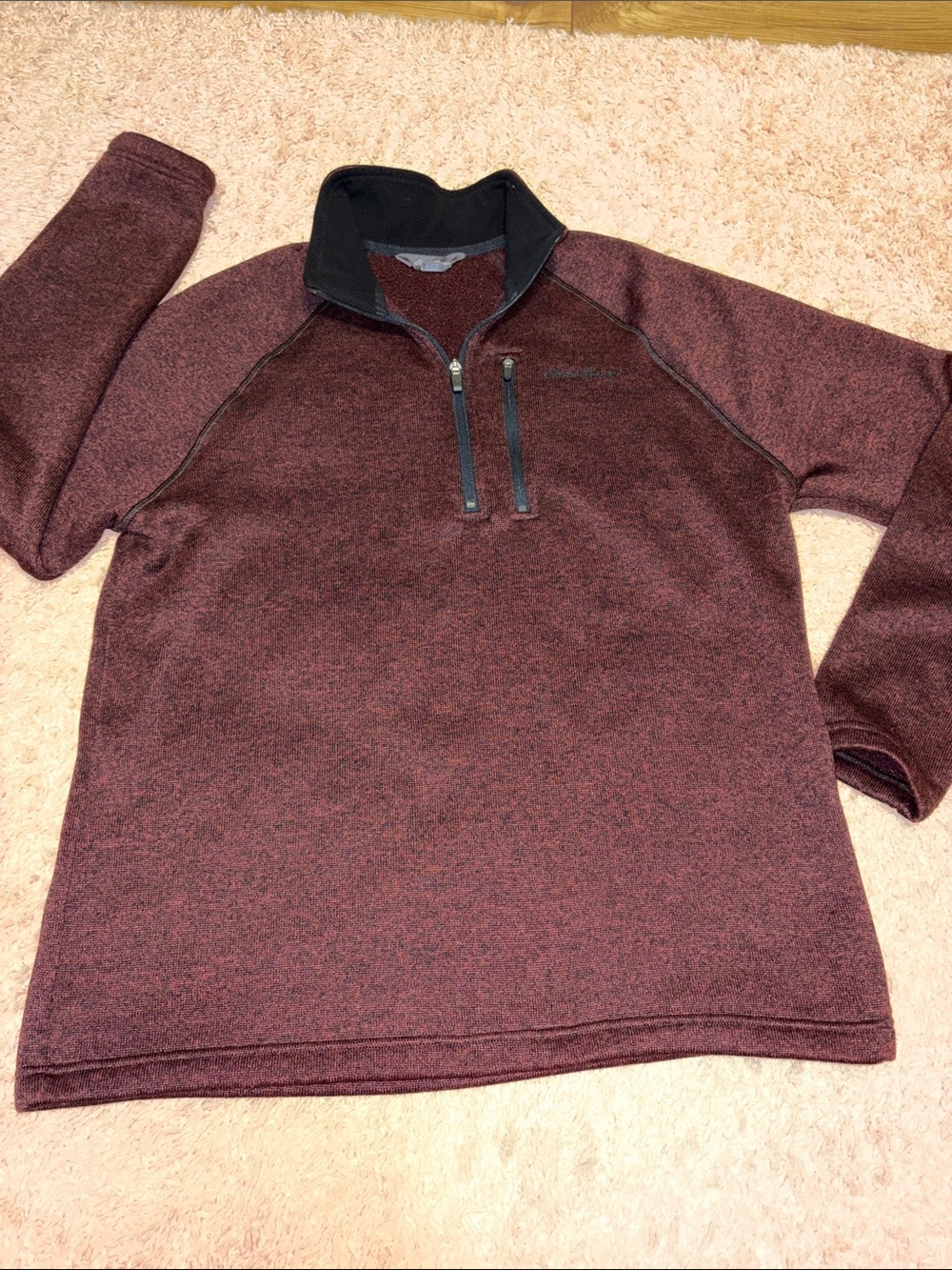 Eddie Bauer Men’s Maroon 1/4 Zip Radiator Fleece Pullover Sweater size XL   EUC!